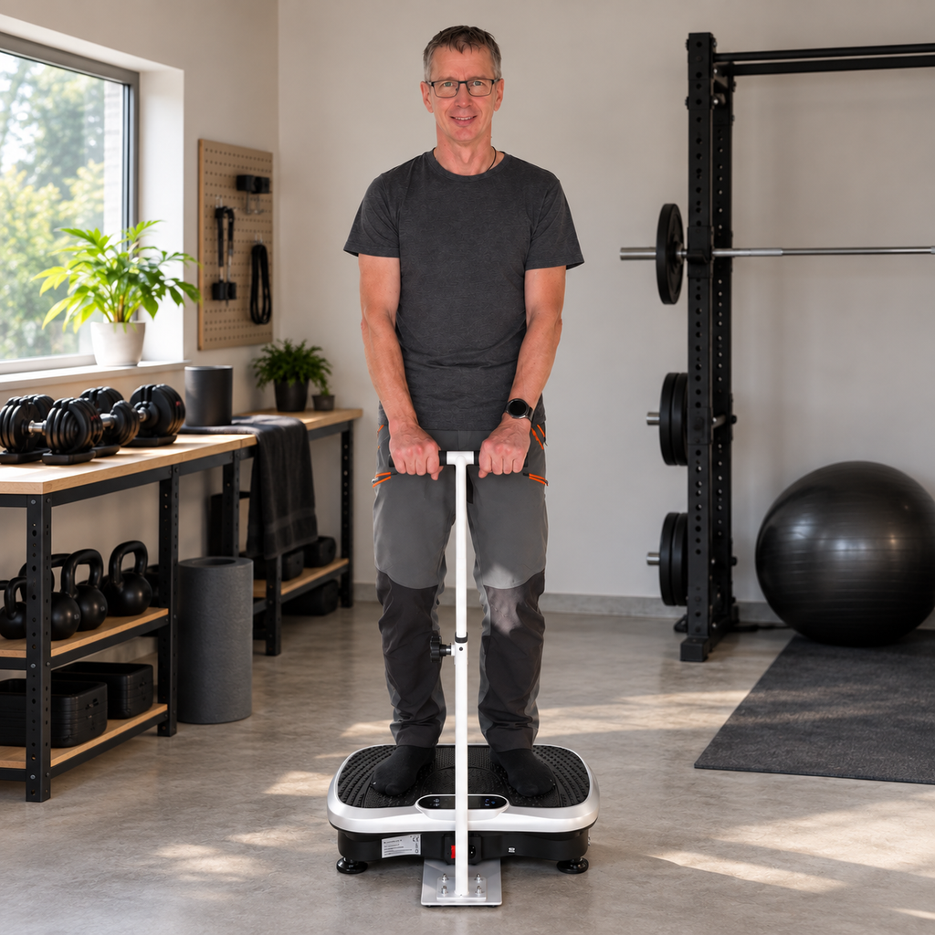 Vibrationstränare med stödstång